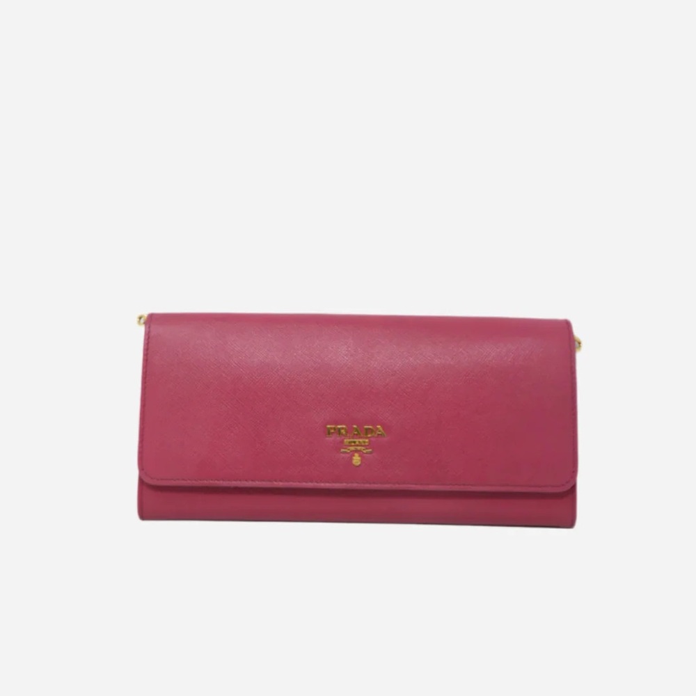 Prada Pink Calfskin Wallet On Chain